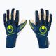 Uhlsport Hyperact Absolutgrip Finger Surround Torwarthandschuhe blau und weiß 101123401