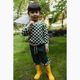 KID STORY Merino grüner Schachbrett-Pullover für Kinder 5