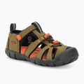 KEEN Seacamp II CNX dunkeloliv/goldfarben Kindersandalen