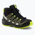 Salomon Xa Pro V8 Mid CSWP Kinder-Trekkingschuhe schwarz/tief flechtengrün/y