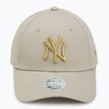 Damen New Era Metallic Logo 9Forty New York Yankees Baseballkappe hellbeige 2