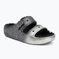 Crocs Classic Cozzzy Glitter Sandale schwarz/silberne Flip-Flops