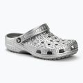 Slides Schlappen  Crocs Classic Metallic Crocskin silver