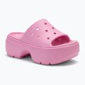 Crocs Stomp Slide Damen rosa Tweed-Flipflops