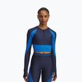 Trainings Longsleeve Damen Under Armour HeatGear Rib 1/4 Zip washed navy/blue atlantis/blue atlantis