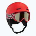 Kinder-Skihelm Salomon Player Combo + Skibrille XV Jr cherry tomato/red silver mirror
