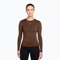 Damen-Trainingslangarmshirt Nike One Fitted cacao wow/white