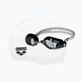 Arena Pool Badekappe + Schwimmbrille Set weiß/grau 92422/55