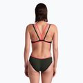 Einteiliger Damen-Badeanzug arena One Double Cross Back One Piece dark sage/black/fluo red 6