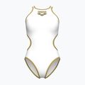 Damen-Einteiler Badeanzug Arena One Biglogo One Piece white/gold