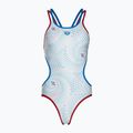 Einteiliger Damen-Badeanzug arena One Fireflow Double Cross rot/blau river/weiß multi