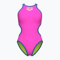 Einteiliger Badeanzug für Frauen arena One Biglogo One Piece shocking pink/blue river