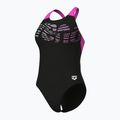 Badeanzug Damen arena Flowing V Back black/shocking pink 4