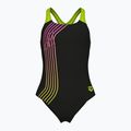 Badeanzug Kinder arena Sound Track Swim Pro Back black/artic lime