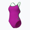 Damen-Einteiler Badeanzug Arena Lace Back Solid very fuchsia/team green 3