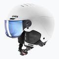 Kinder-Skihelm UVEX Rocket Visor Jr white/black matte/mirror blue/smoke