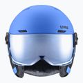 Skihelm Kinder UVEX Rocket Visor Jr blue matt/mirror blue/smoke
