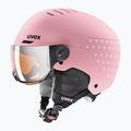 Skihelm Kinder UVEX Rocket Visor Jr pink confetti matt/mirror silver/lasergold lite