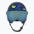 Skihelm Kinder UVEX Rocket Visor Jr blue puzzle matt/mirror blue/smoke 2
