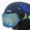 Skihelm Kinder UVEX Rocket Visor Jr blue puzzle matt/mirror blue/smoke 8