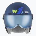 Skihelm Kinder UVEX Rocket Visor Jr blue puzzle matt/mirror blue/smoke 2