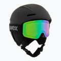 Kinder-Skihelm UVEX Viti Set + Skibrille Speedy Pro black matt/mirror green/yellow/clear
