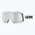 Skibrille UVEX Gravity FM white matt/mirror silver/green/clear