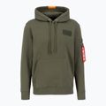 Herren Alpha Industries Red Stripe Hoodie dunkelgrün