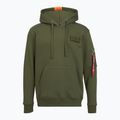 Herren Alpha Industries Red Stripe Hoodie dunkelgrün