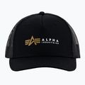 Herren Alpha Industries Label Trucker Baseballmütze schwarz