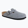 Badelatschen BIRKENSTOCK Boston Suede Leather stone blue