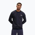 Herren Hoodie Sweatshirt FILA Lobito Pinstriped Crew black iris/two color stiped