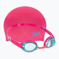 Speedo Jet V2 Kinder-Schwimm-Set Kopfhaube + Fluo orange/rosa sortierte Schwimmbrille