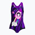 Speedo Digital Placement Kinder Badeanzug einteilig lila und schwarz