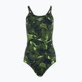 Speedo Damen-Badeanzug Allover Fixed Crossback schwarz / atomic lime