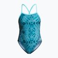 Damen-Einteiler Badeanzug ZONE3 Strap Back teal tie dye