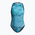 Damen-Einteiler Badeanzug ZONE3 High Neck Costume teal tie dye