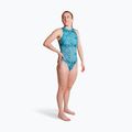 Damen-Einteiler Badeanzug ZONE3 High Neck Costume teal tie dye 4