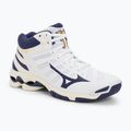 Herren Volleyball Schuhe Mizuno Wave Voltage Mid weiß / blaues Band / mp gold