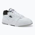 Herren Lacoste Lineshot Kontrastierter Kragen Leder weiß/schwarz Schuhe