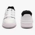 Herren Lacoste Lineshot Kontrastierter Kragen Leder weiß/schwarz Schuhe 11