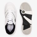 Herren Lacoste Lineshot Kontrastierter Kragen Leder weiß/schwarz Schuhe 12