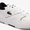 Herren Lacoste Lineshot Kontrastierter Kragen Leder weiß/schwarz Schuhe 13