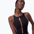 Speedo Zip Colorblock einteiliger Badeanzug für Damen anthrazit 3