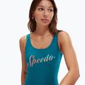 Speedo Damen-Badeanzug Logo Deep U-Back peacock/pumpkin spice/marine blue 8