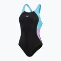 Speedo Colourblock Splice Muscleback einteiliger Badeanzug für Damen schwarz/süßes lila/picton blau 2