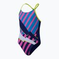 Speedo Placement Lane Line Back cerulean blue/flare pink/bitter lime/bolt einteiliger Badeanzug für Kinder 2