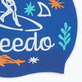 Speedo Junior Gedruckte Silikon Badekappe zafre blau/weiß 3