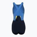 Speedo Colourblock Highneck Crossback Badeanzug true navy/sevres blue/lemon drizzle 2