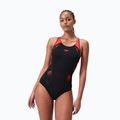 Speedo Placement Laneback einteiliger Badeanzug schwarz/sirenrot/plum dandy 6